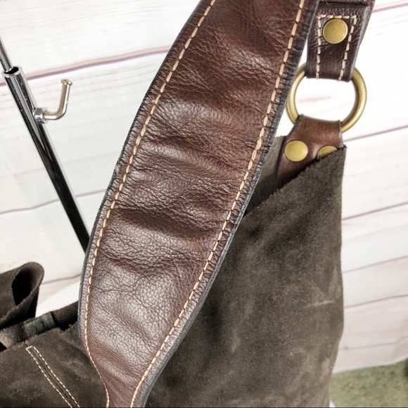 B44 Lucky Brand hobo brown suede tote bag - Picture 5 of 8